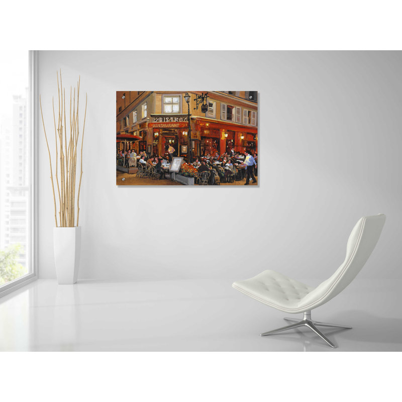 «Bistro I» par Tim O'Toole, art en verre acrylique Wal, H 24 po x l 36 po x P 0,2 po