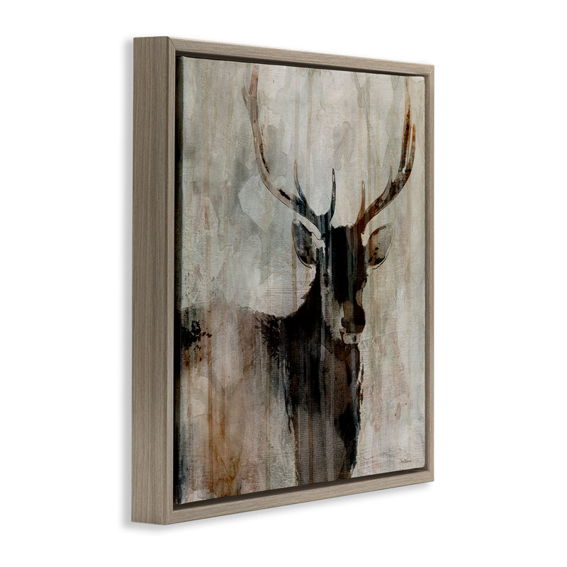 Mirage rustique de wapiti, H 18 po x l 18 po, Cadre flottant orme Montalcino