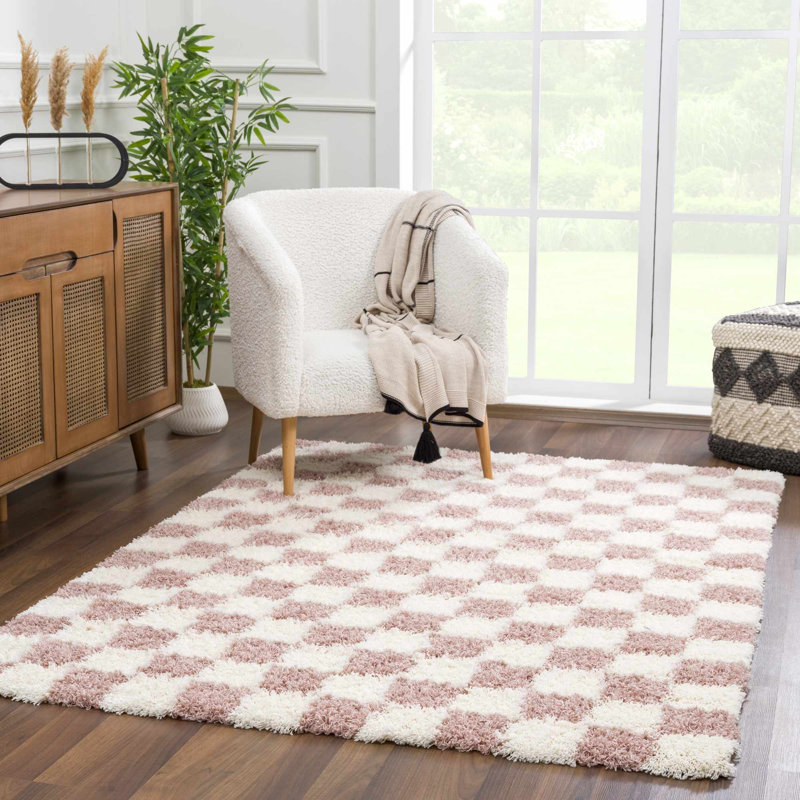 Tapis rose à poils longs Atiran, Rectangle 4pi x 6 pi