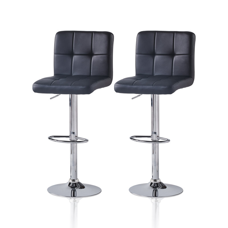 Letka Swivel Upholstered Adjustable Height Counter Stool with Metal Frame, Black