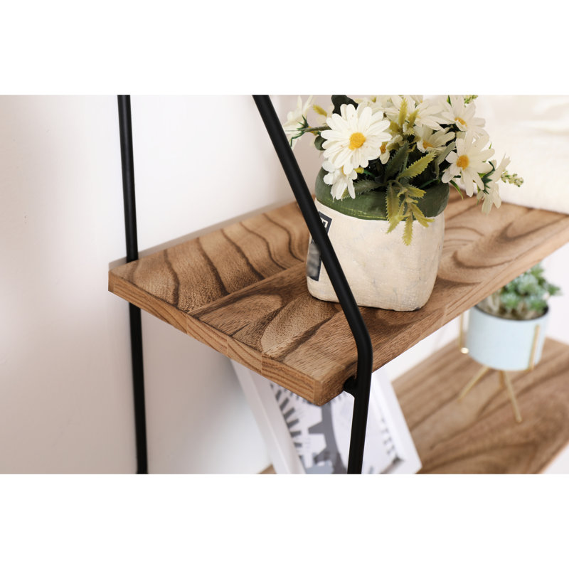Wall Mounted Rustic Shelf With Metal Brackets - 2 Tier Natural Wood For Home Decor, Treasures, Photos Show 2 Look Displaying Collectibles, Treasures