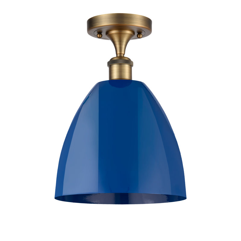 Crompond Semi Flush Mount, Brushed Brass, Blue