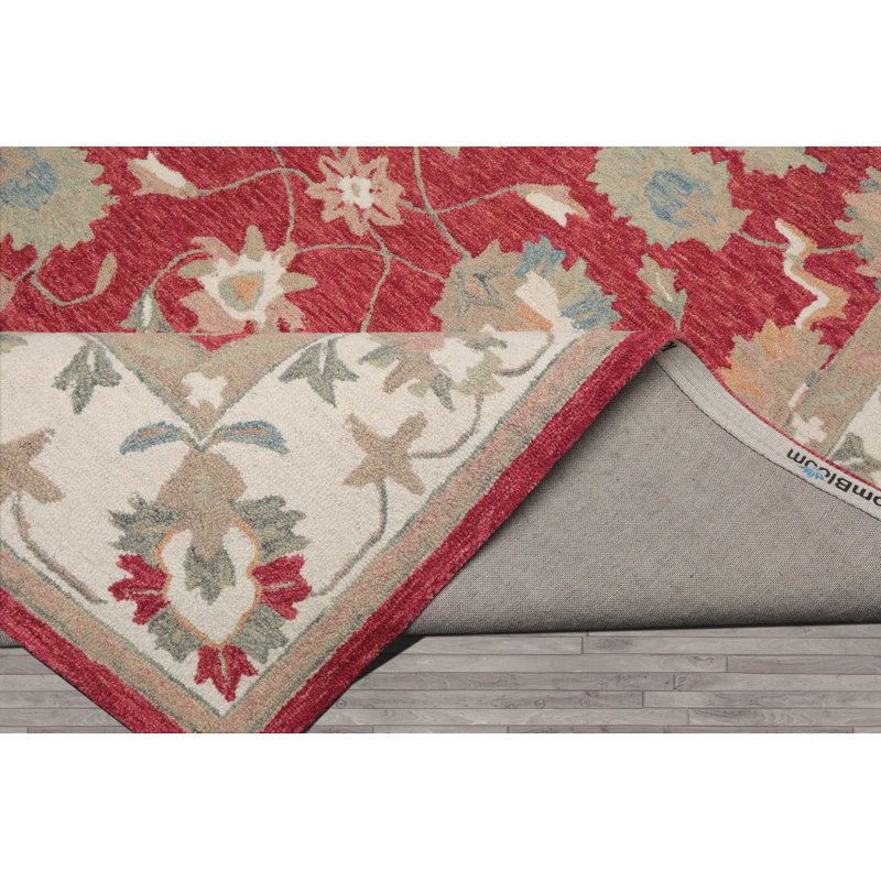 Tapis oriental multicolore en laine crocheté à la main Agra, Rectangle 8 pi x 10 pi