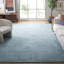 Tapis bleu uni en viscose / laine touffeté à la main Himalaya-1940842427