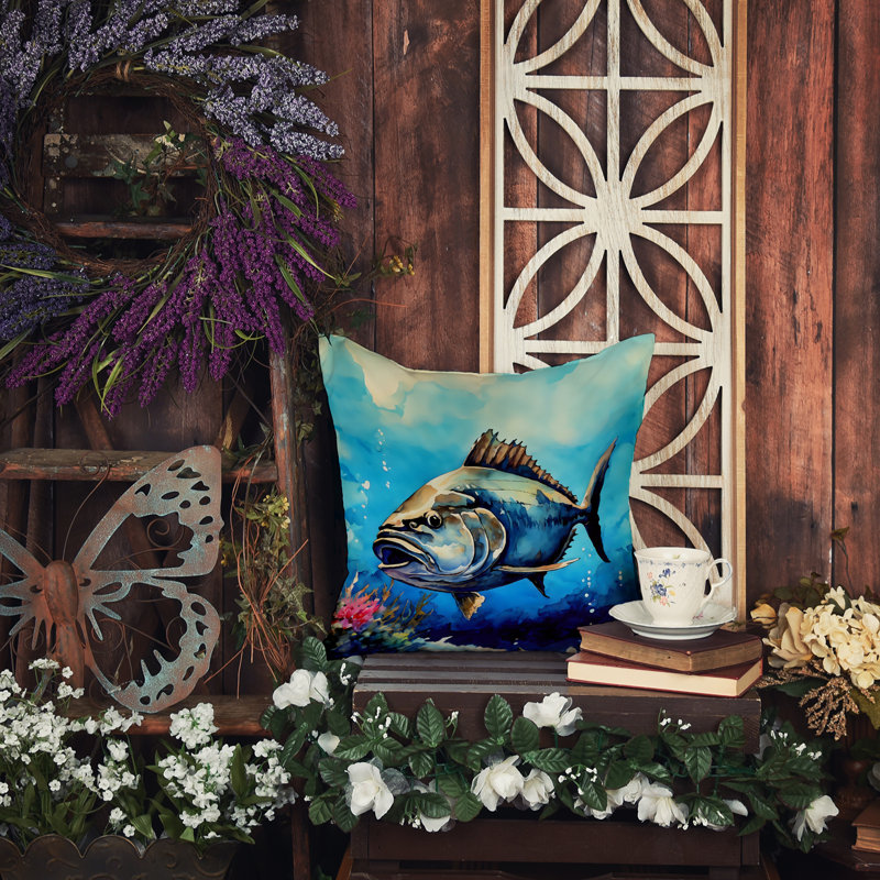 Coussin thon rouge, H 14 po x l 14 po