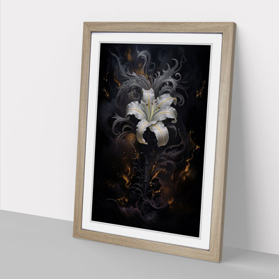 Lily Flower Gothic - Single Picture Frame Print on Wood