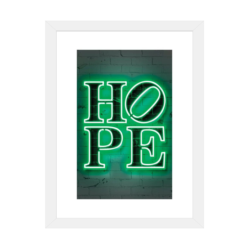 "Hope" par Octavio Mielu-impression d’art textuel, Papier encadré blanc, Blanc, H 32 po x l 24 po x P 1 po