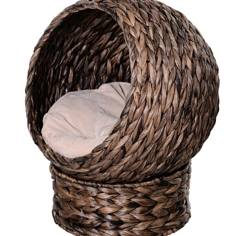Lit pour chat surélevé fabriqué à la main, coussin, panier, fauteuil à œufs, H 23,5 po, coussin surélevé gris
