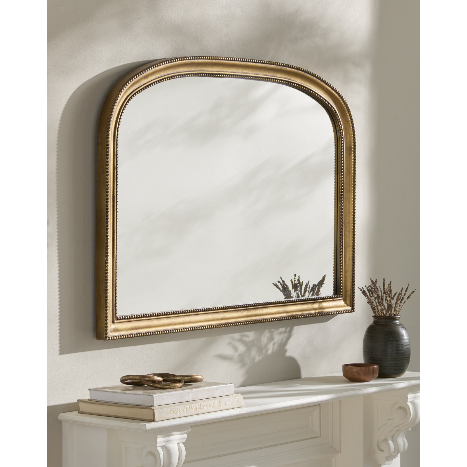 Claritha Pine Accent Mirror, Gold, 28" x 40"