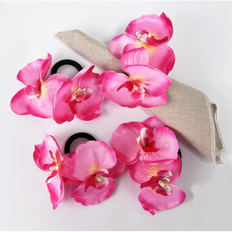 Plastique, anneau de serviette en tissu, Rose