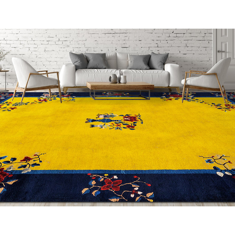 Art Deco Wool Floral Area Rug