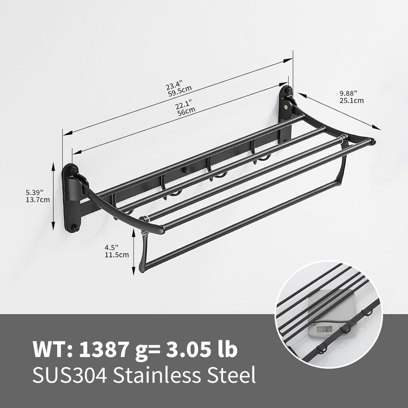 1 Towel Rack, Matte Black