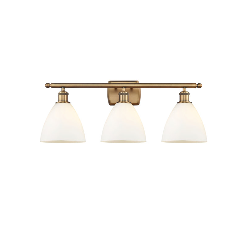 Éclairage pour meuble-lavabo 3 lumières Shauna, Blanc mat, Incandescente, Laiton brossé
