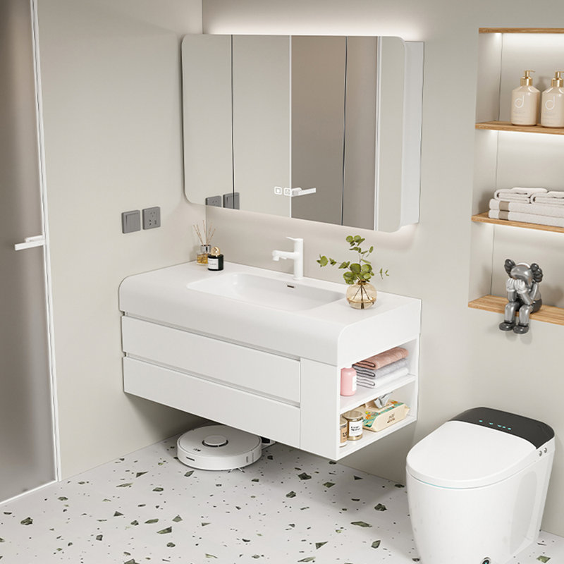 Armoire de salle de bain minimaliste de style crème