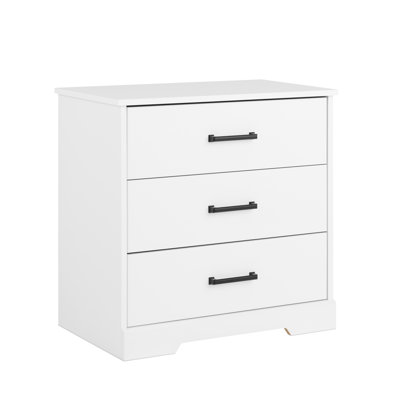 Yazeed 27.5'' Wide 3-Drawer Nightstand, Farmhouse Bedside End Table with 3 Drawers, Storage for Bedroom, Office, Living Room, 16.25" D x 27.5" W x 26.75" H, White