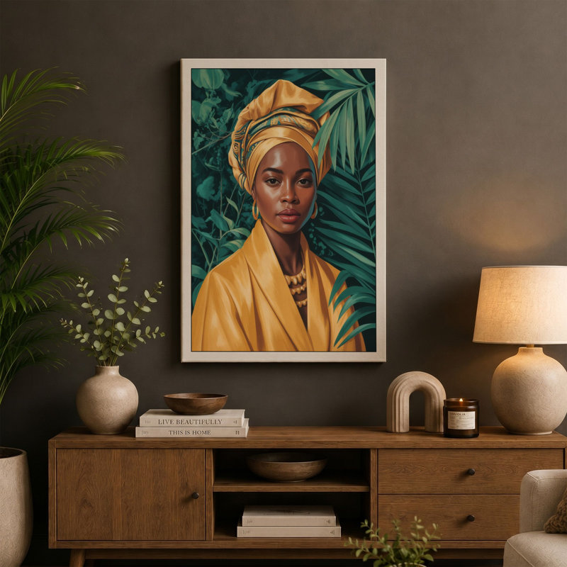 Golden Wrap in Green Boho 1 Piece Wrapped Canvas Wall Art, 24x16 - 61.0 x 40.6 cm, Sage Border