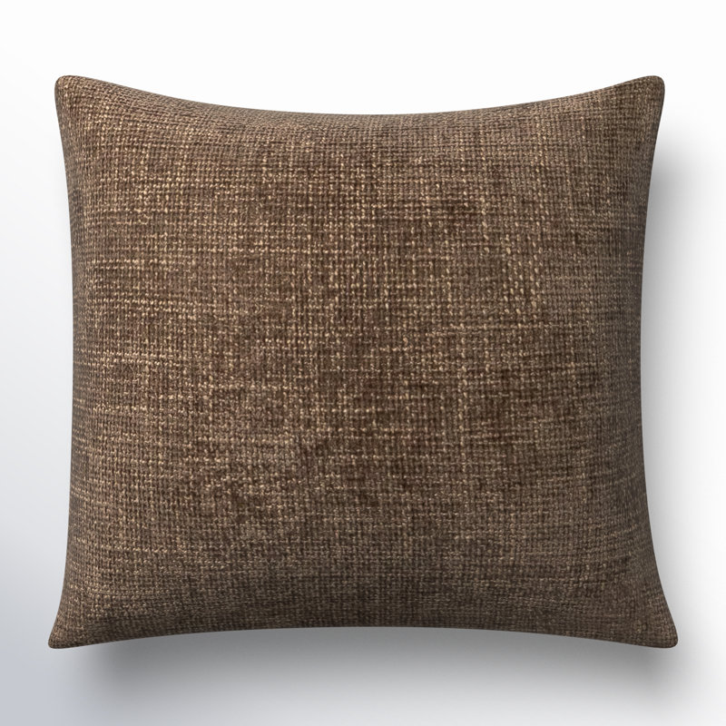 Atacan Mira Woven Chenille Throw Pillow, Square 16", Molcha Brown, Polyester