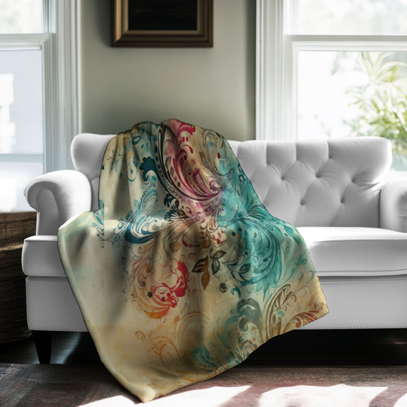 Paisley Artistry - Couverture sherpa de qualité supérieure 1 pièce, Grand lit
