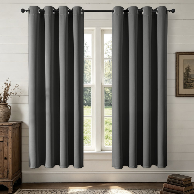 Ensemble de rideaux obscurcissant occultant à œillets avec œillets, ensemble de rideaux en polyester isolant uni, 2 panneaux