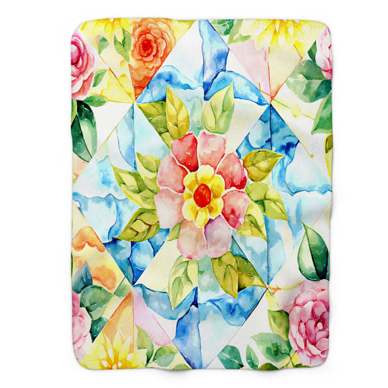 Couverture Flower Burst Compilation - 1 Piece Premium Sherpa, Grand lit
