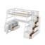 Lit mezzanine simple avec 7 tiroirs, 2 tablettes et un bureau