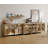 Buffet Cabinet With 8 Glass Doors, Large Coffee Bar Tables Wood Kitchen Storage Cabinets With 13 Storages, Modern Farmhouse Sideboard Credenza For Dining Room, Oak, 137 Inch