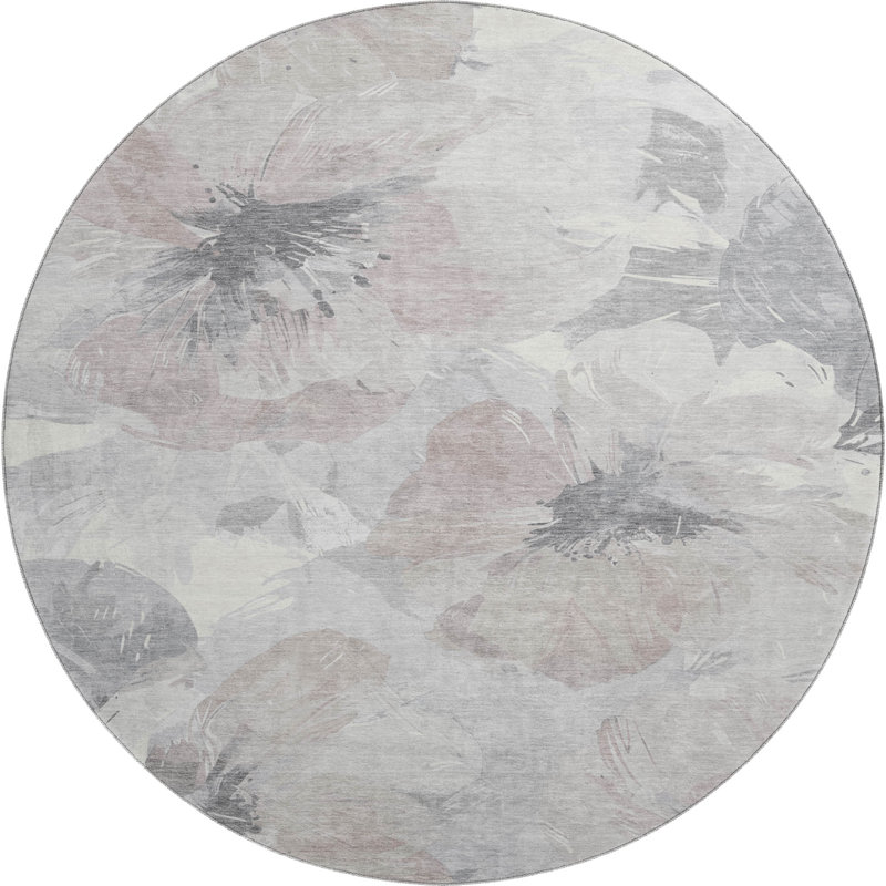 Premium Machine Washable Harjo AMF1554 Floral Rug, Round 8'
