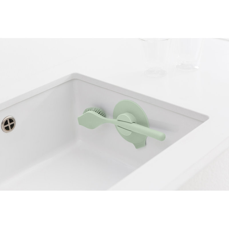 Brabantia Sinkside Dish Brush with Suction Cup Holder, Jade Green