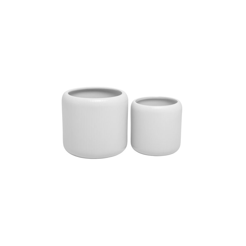 Ensemble de deux pots en céramique , Blanc