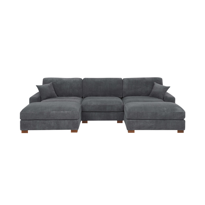 6-Pieces Modular Sofa Bed, Gray, 34" H x 122" W x 67.5" D