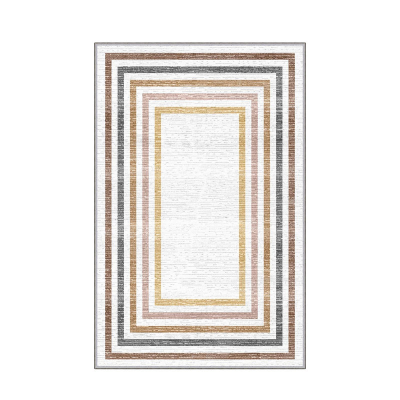 Luxurious Woven Area Rug, 5.9 x 9.2 ft, 100% Polyester, Antibacterial | Non-Slip PVC Felt Dot Underside, 0.3 in Pile Height | Machine Washable, 3D Digital Print, Perfect for Living Room & Bedroom Décor