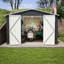 Remise de rangement extérieure 10 x 10 pi, métal Portes et cadre verrouillables. Ventilation améliorée imperméable. Noir Convient à une cour, une pelouse ou un patio , Ventilé, idéal