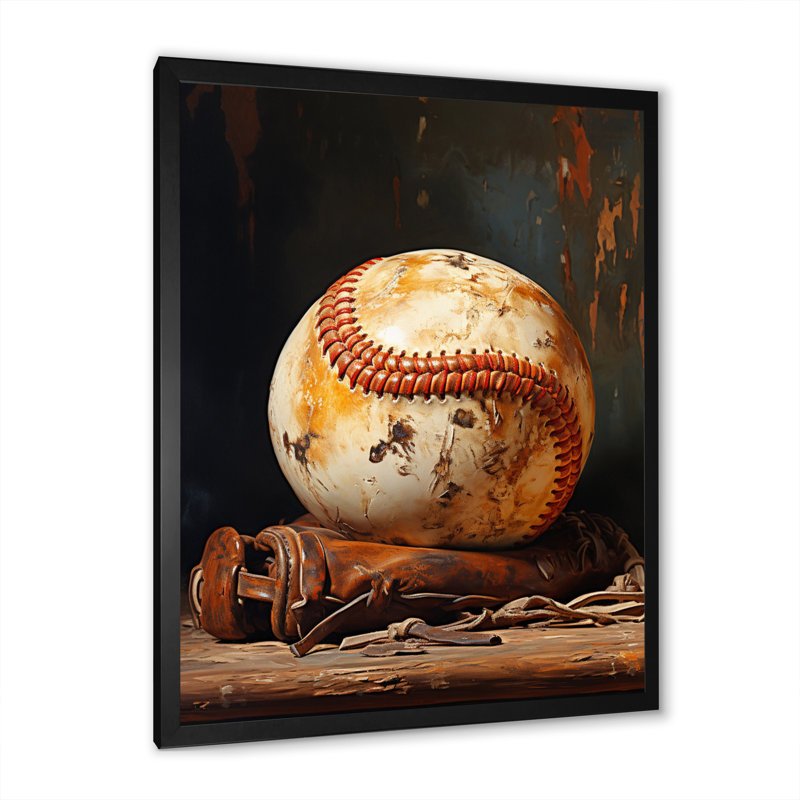 Gant de baseball Lesamuel, impression sur toile encadrée, Cadre photo noir, H 20 po x l 12 po x P 1 po
