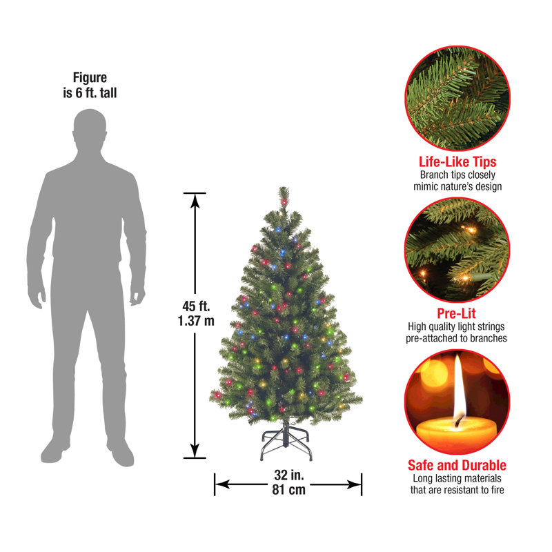 North Valley Spruce Tree with Multicolor Lights, 4.5'
