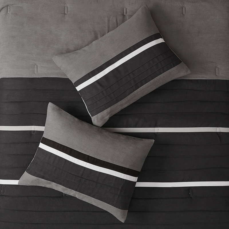 7 PC Pieced Comforter Set Black
