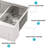 Double Bowl  60/40  33 Inch Apron Front Stainless Steel Kitchen Sink With Workstation And X - Shaped Water Guide, Comes Installation Guide Grid Design Functional Workspace, Brushed Nickel, Drain