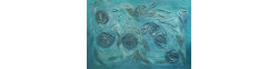 Acrylic Hand Pour Wall Abstract - 30X40 Teal logo