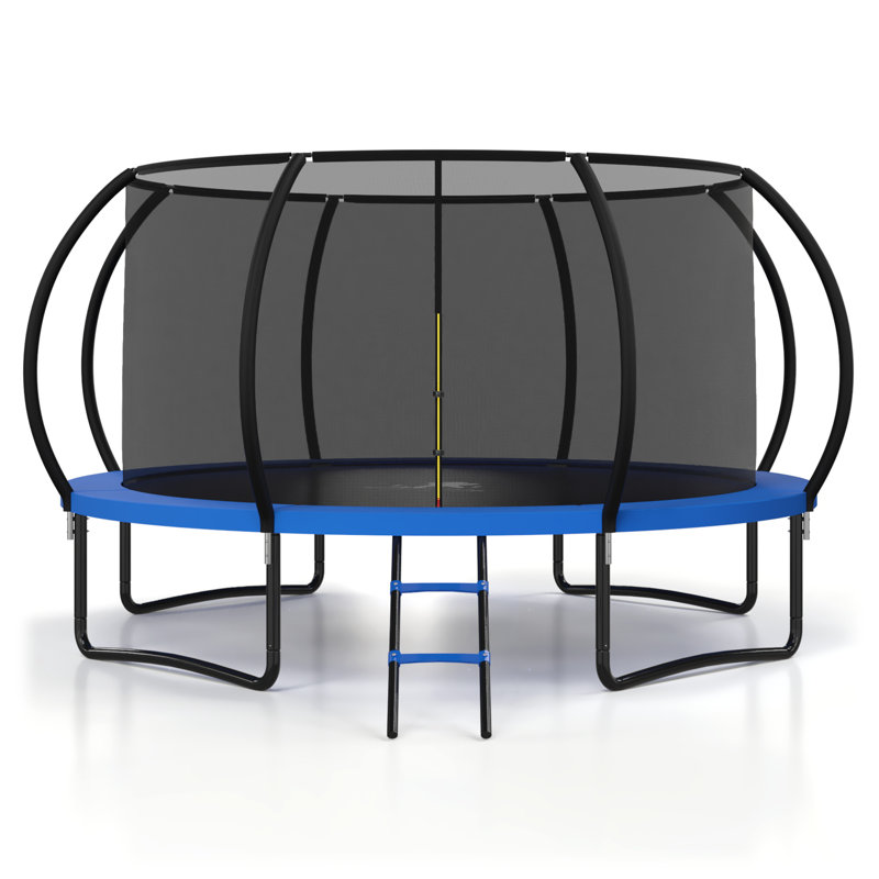 Trampoline récréatif pour enfants 14 pi avec enceinte de sécurité - utilisation intérieure et extérieure - noir, Bleu