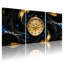 Boussole dorée, étoiles bleues, tourbillons noirs, ensemble de 3 impressions sur toile-1716188848