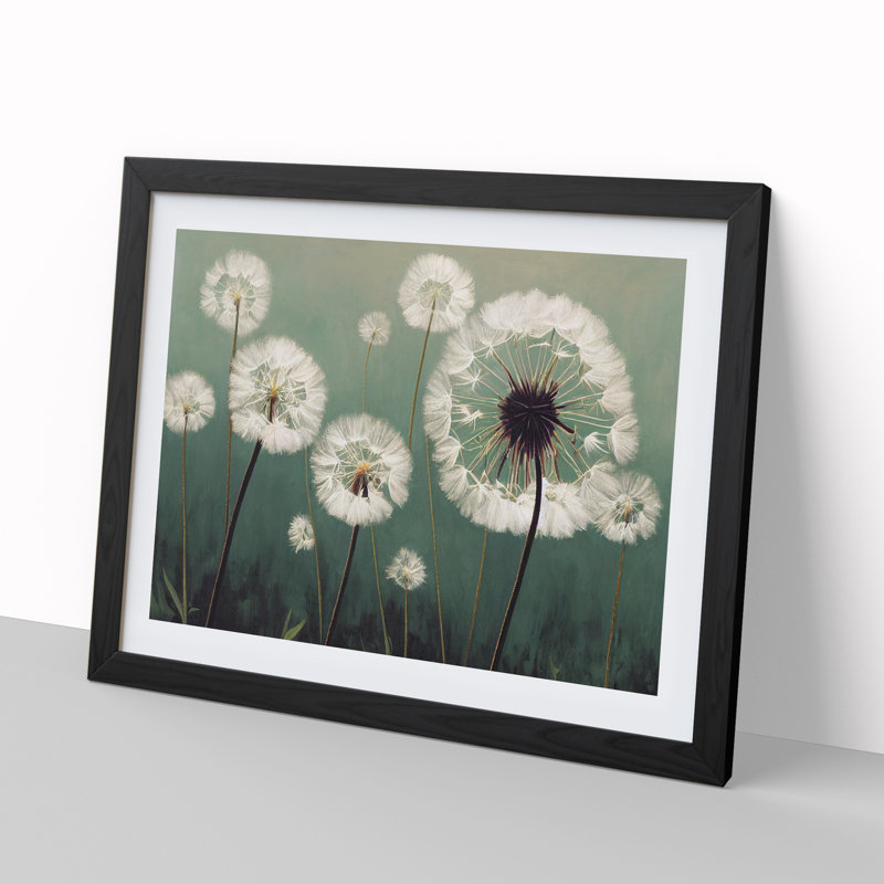 Entrancing Dandelion Flowers - Single Picture Frame Print, 34cm H x 46cm W x 2cm D, Black