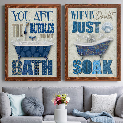 «Bubble Bath», ensemble de 2 encadrements d'art textuel sur toile