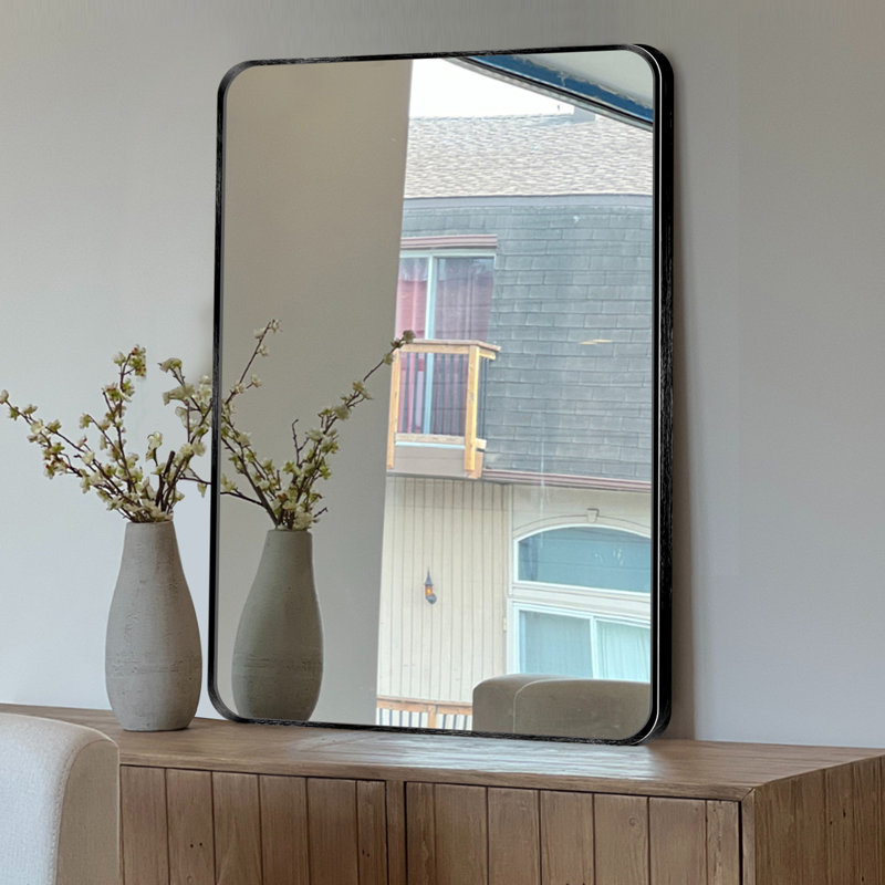 Viridiana Metal Rectangle Wall Mirror, 30" x 20", Silver
