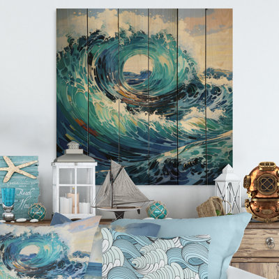 «Coastal Waves Of Wonder III» sur impression sur bois