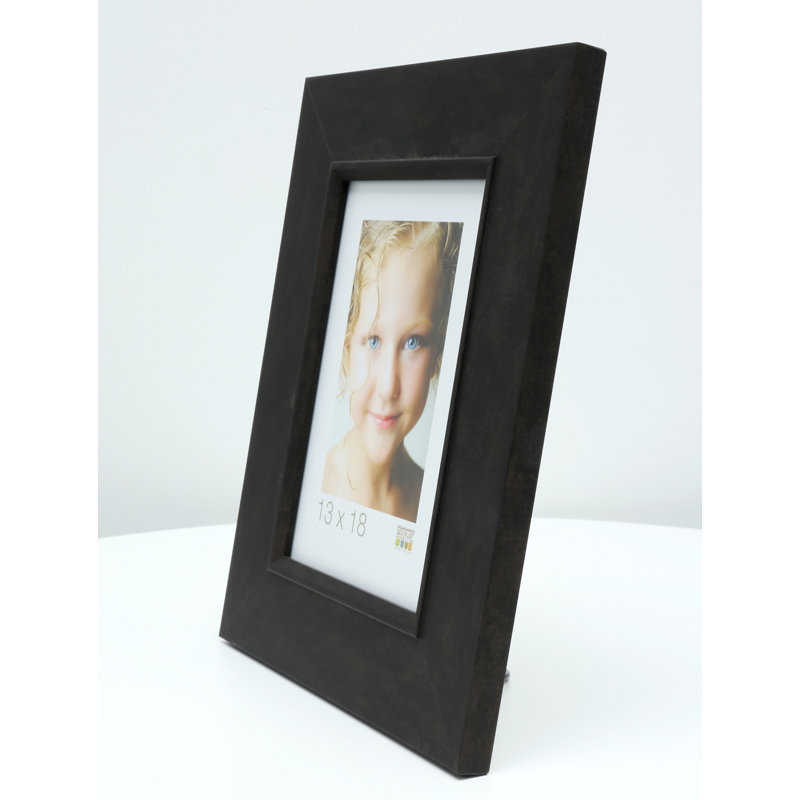 Hebron Wood Bevelled Picture Frame, 76.6cm H x 56.6cm W x 1.5cm D, Black