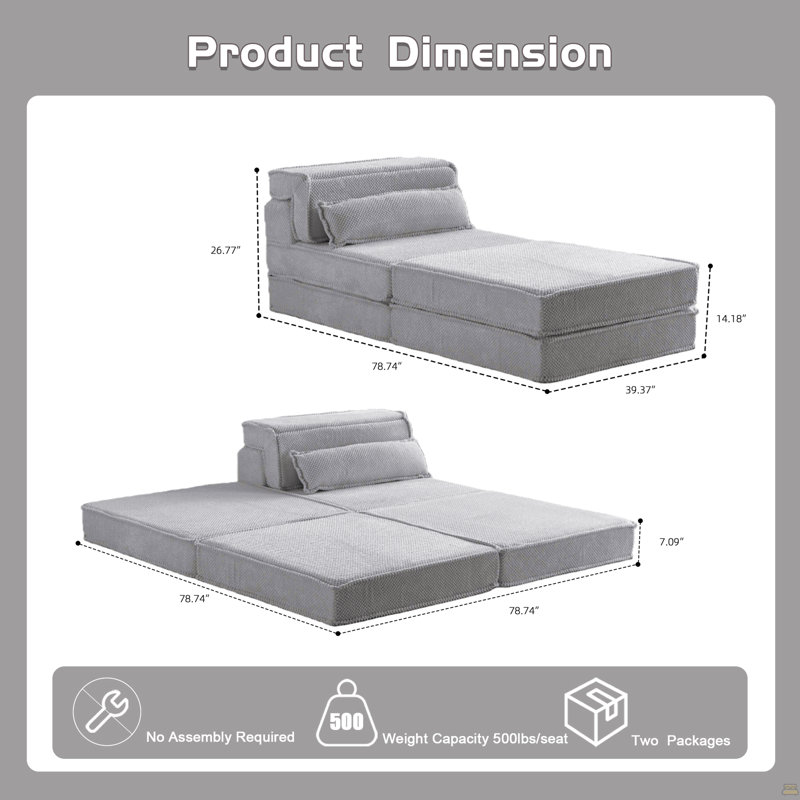 Canapé à compression, canapé-lit convertible au sol, canapé modulaire à désossage bricolage modulaire, aucun assemblage requis
