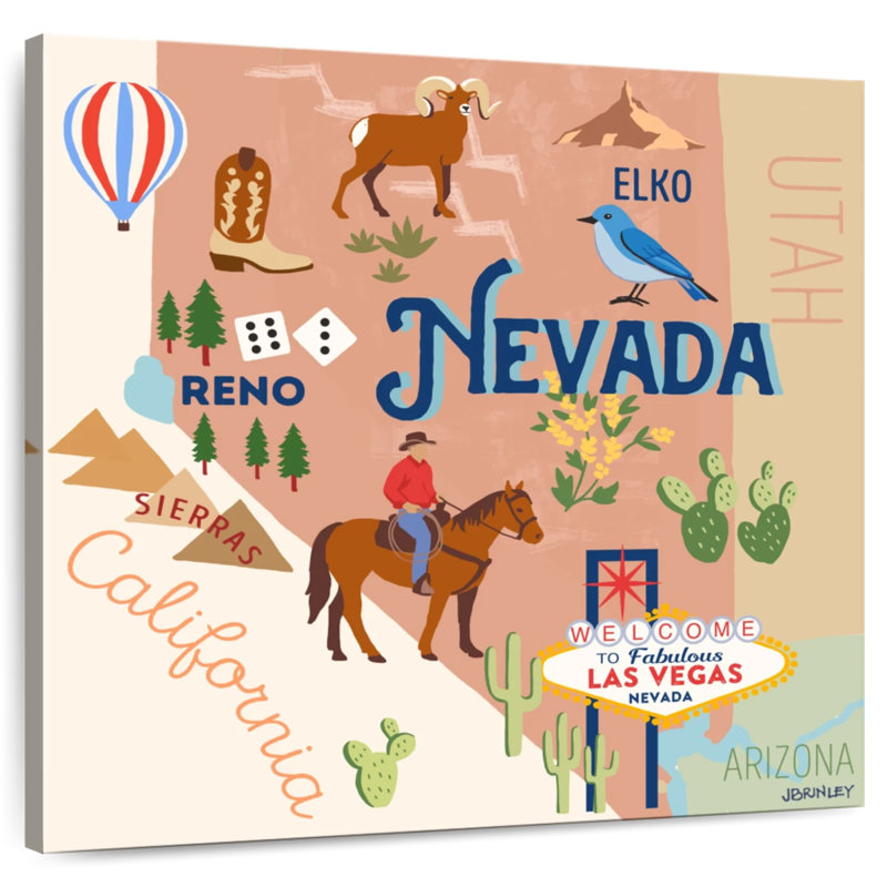 Cartes Aliaz State - Attraits du Nevada, H 10 po x l 10 po