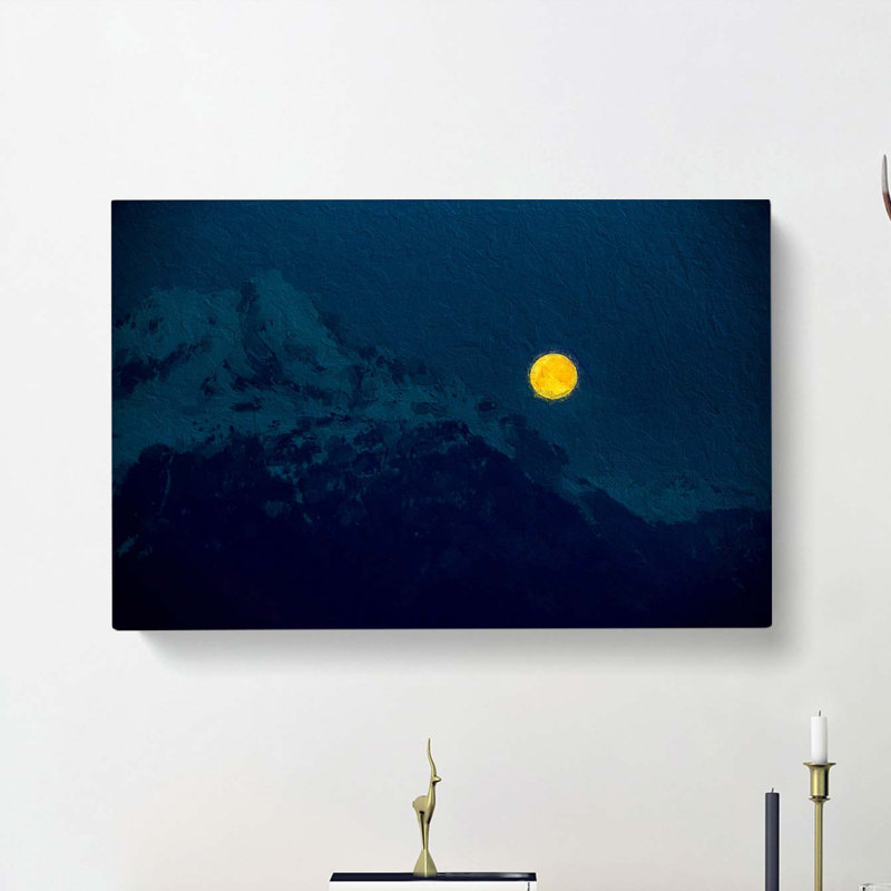 Yellow Moon Over The Mountain - Wrapped Canvas, 35cm H x 50cm W x 3cm D