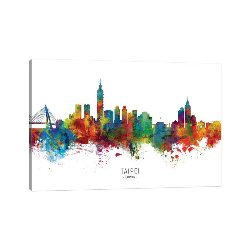 Taipei, Taïwan, horizon, reproduction d'art sur toile tendue, H 12 po x l 18 po x P 1,5 po