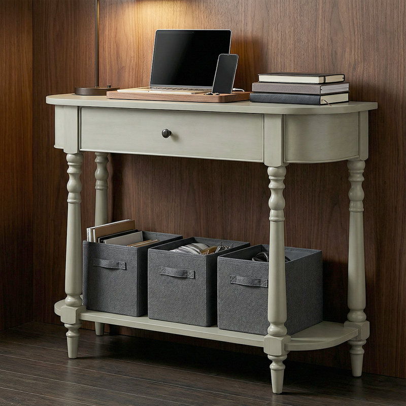 Solid Wood Narrow Sofa Table – Elegant Entryway Console Table With Drawer And Shelf For Living Room, Hallway & Small Spaces