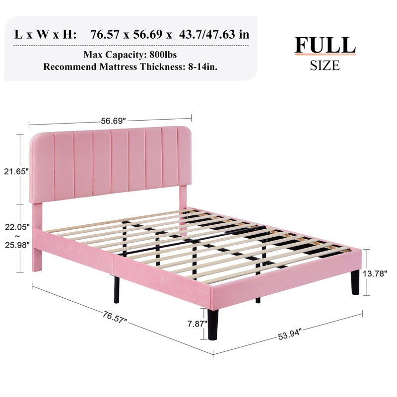 Auxter Upholstered Platform Bed Frame with Adjustable Headboard